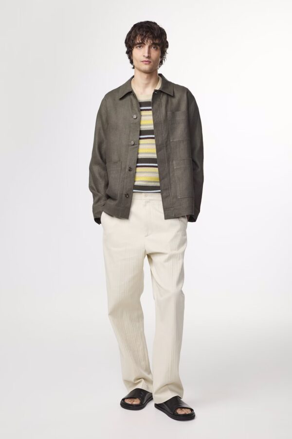 Olav Workwear-inspired linen Overshirt croc green