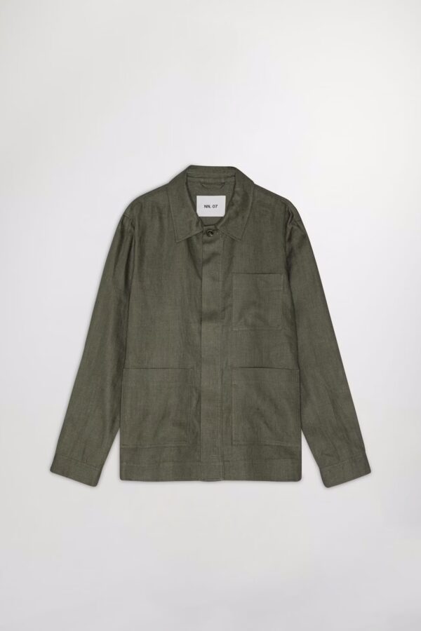 Olav Workwear-inspired linen Overshirt croc green - Image 4