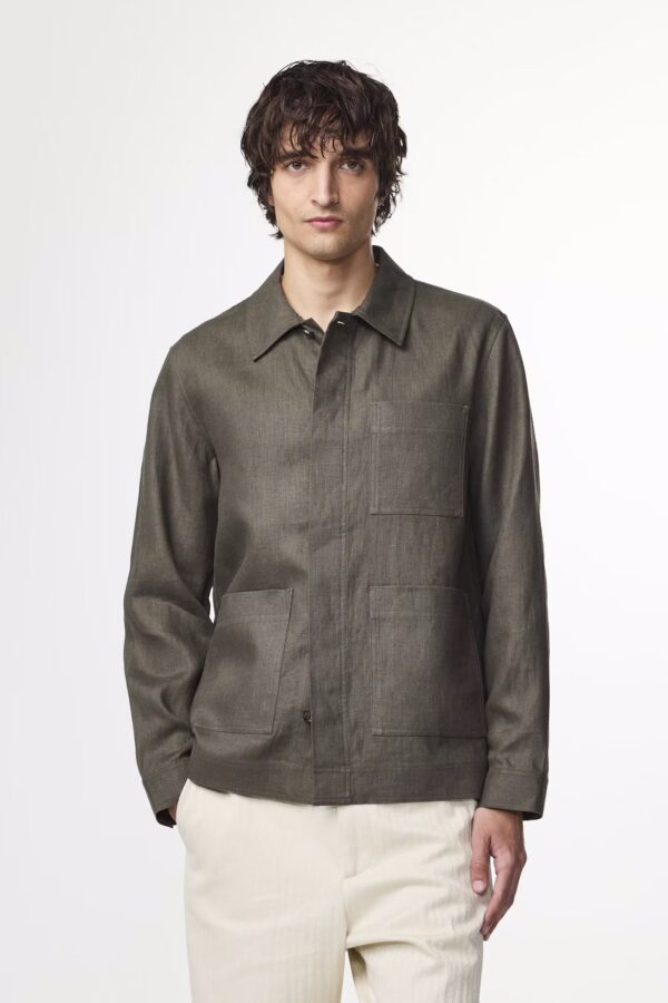 Olav Workwear-inspired linen Overshirt croc green - Image 2