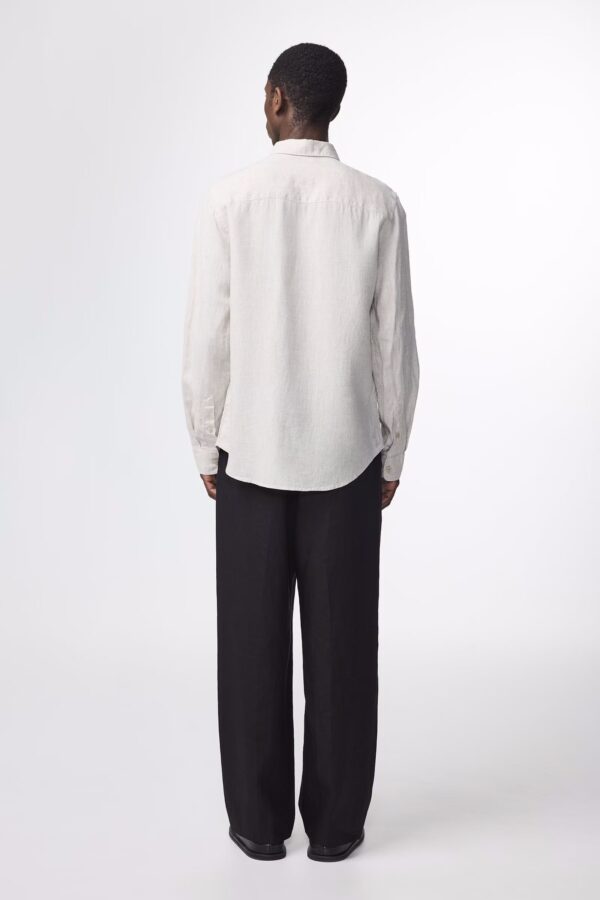 Andrew Cutaway collar linen Shirt oat - Image 4