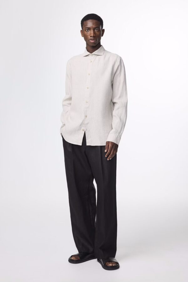 Andrew Cutaway collar linen Shirt oat - Image 5