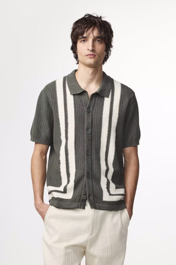 Ares Textured Stitch Shirt croc green