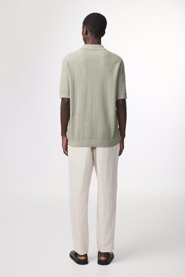 Nolan Ribbed organic cotton Polo sage green - Image 3