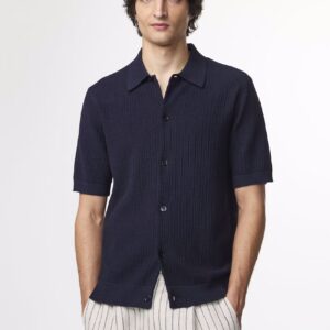 Nolan Ribbed organic cotton Polo navy blue