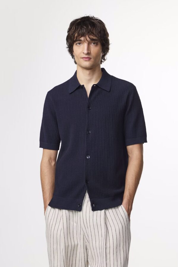 Nolan Ribbed organic cotton Polo navy blue
