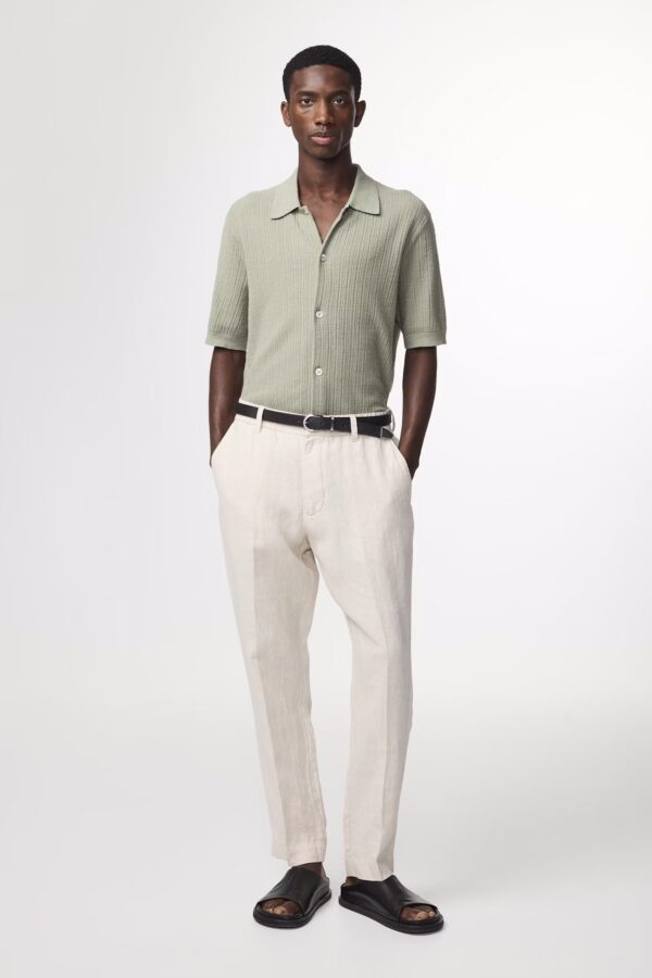 Nolan Ribbed organic cotton Polo sage green - Image 2