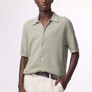 Nolan Ribbed organic cotton Polo sage green