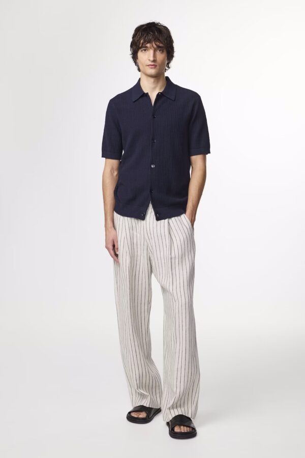Nolan Ribbed organic cotton Polo navy blue - Image 2